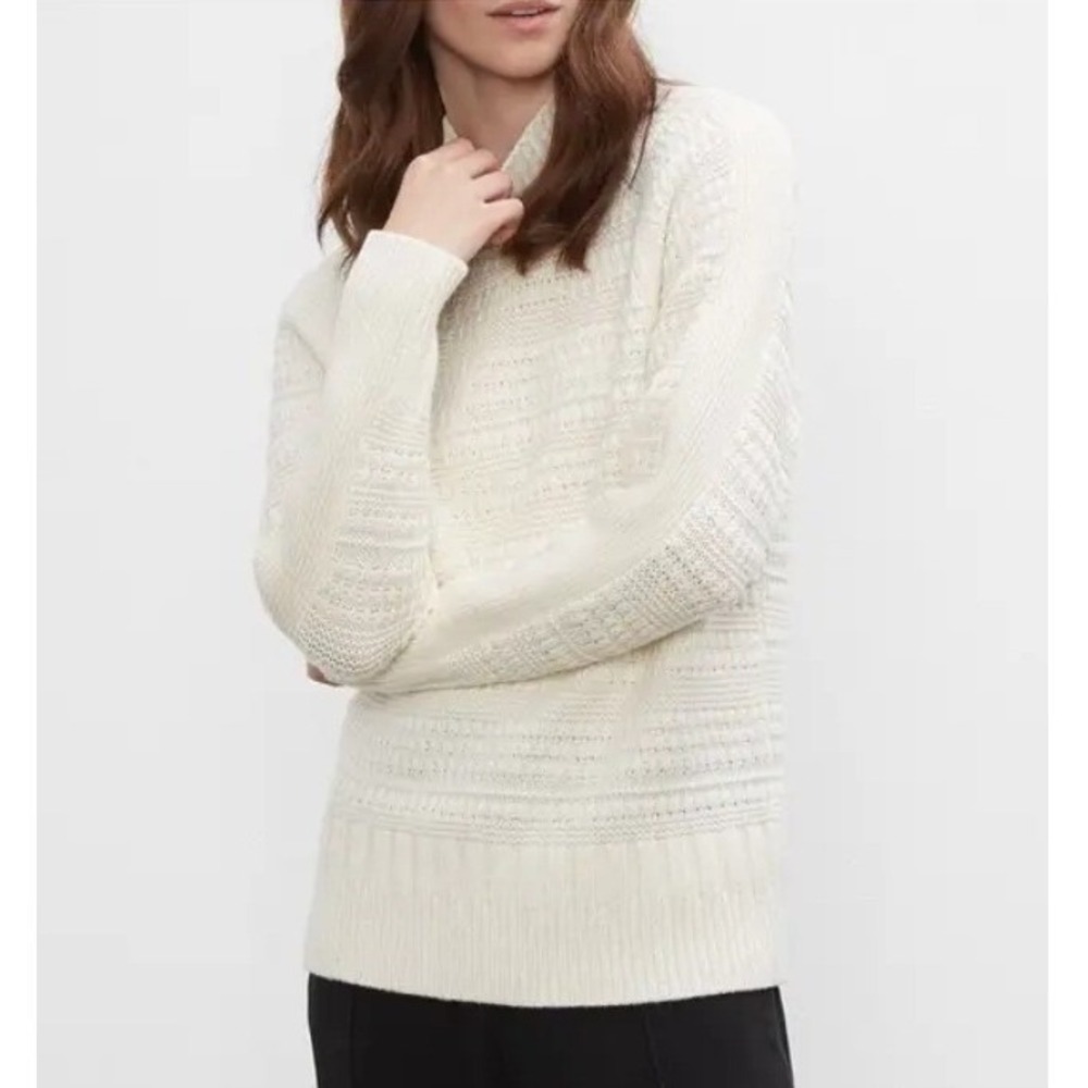 NWT CLUB MONACO Textured Turtleneck Sweater In Cream Women Size XS Wool Cashmere